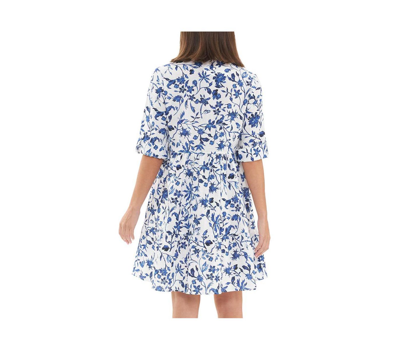 Женское платье Ripe Maternity Bella Button Through Linen Dress White/Lapis, цвет: Белый — фото 3