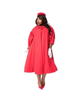 Barbie Plus Size 1960s Style Red Flare Swing Coat Macy s