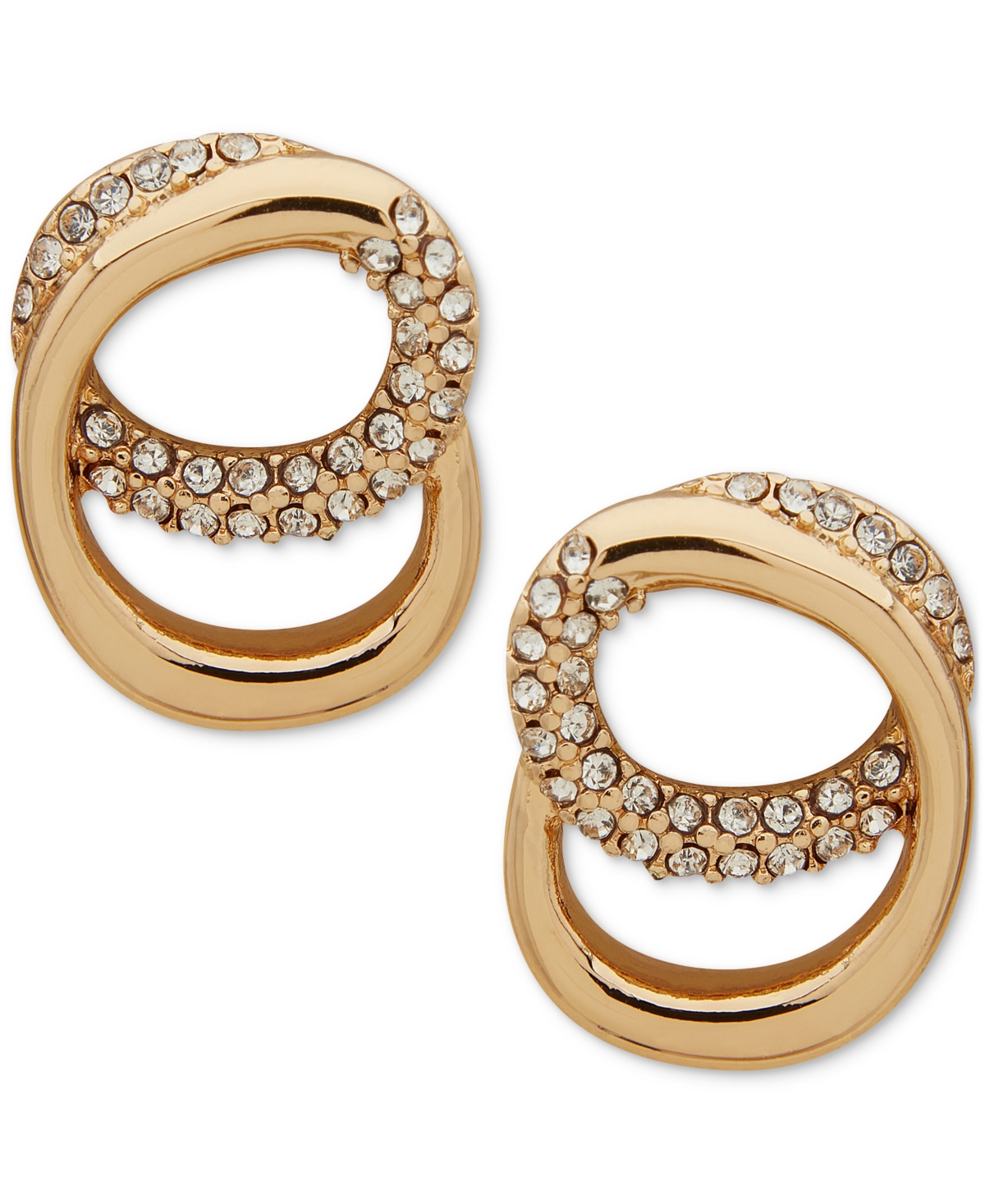 Shop Anne Klein Gold-tone Pave Swirl Stud Earrings In Crystal Wh