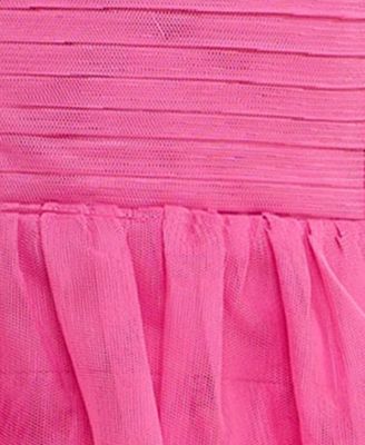 Juniors' Straight-Neck Sleeveless Tiered Mesh Dress