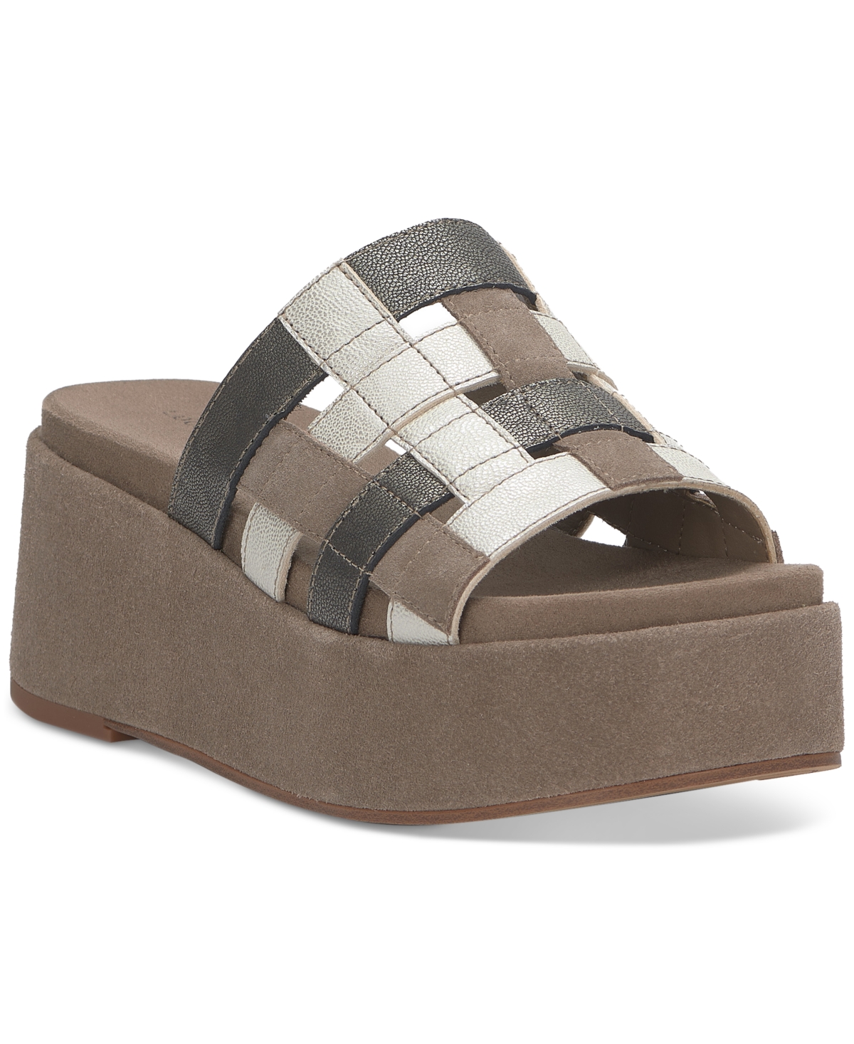 Shop Lucky Brand Women's Ulrich Strappy Woven Flatform Wedge Sandals In Desert Taupe