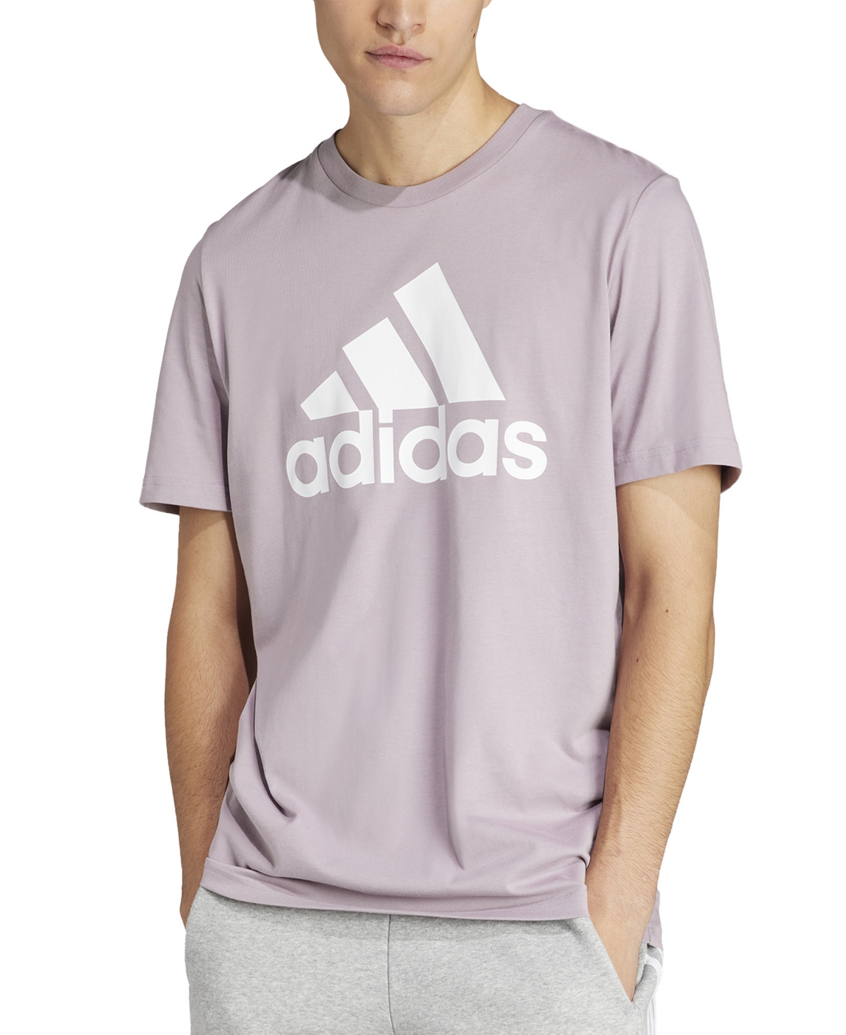 Adidas Originals Men's Essentials Single Jersey Big Logo Short Sleeve Crewneck T-shirt In Fig,white