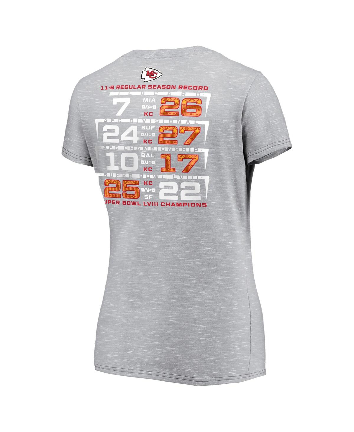 Women's FanaticsKansas City Chiefs Super Bowl Lviii Champions Counting Points V-Neck T-shirt - Gray