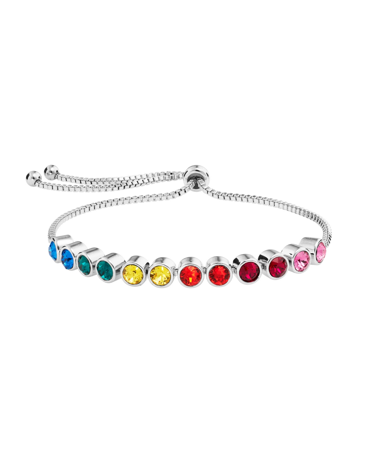 Women'sCrystal Bezel Set Adjustable Bracelet - Rainbow