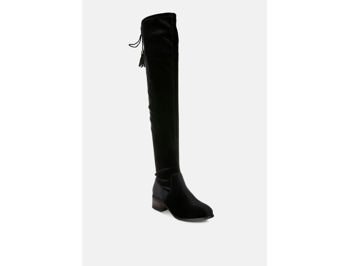 Женские ботинки London Rag Rumple Velvet Over The Knee Clear Heel, цвет: Чёрный — фото 3
