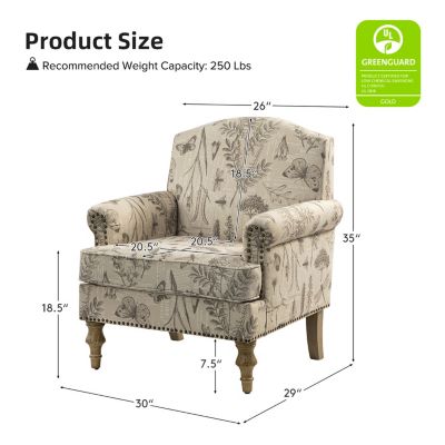 Lakeydra Farmhouse Style Armchair with Pattern Design