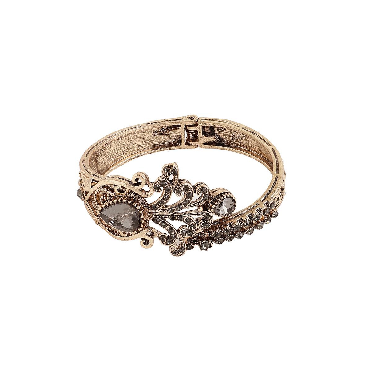 Women's Teardrop Sprout Bangle Bracelet - Gold