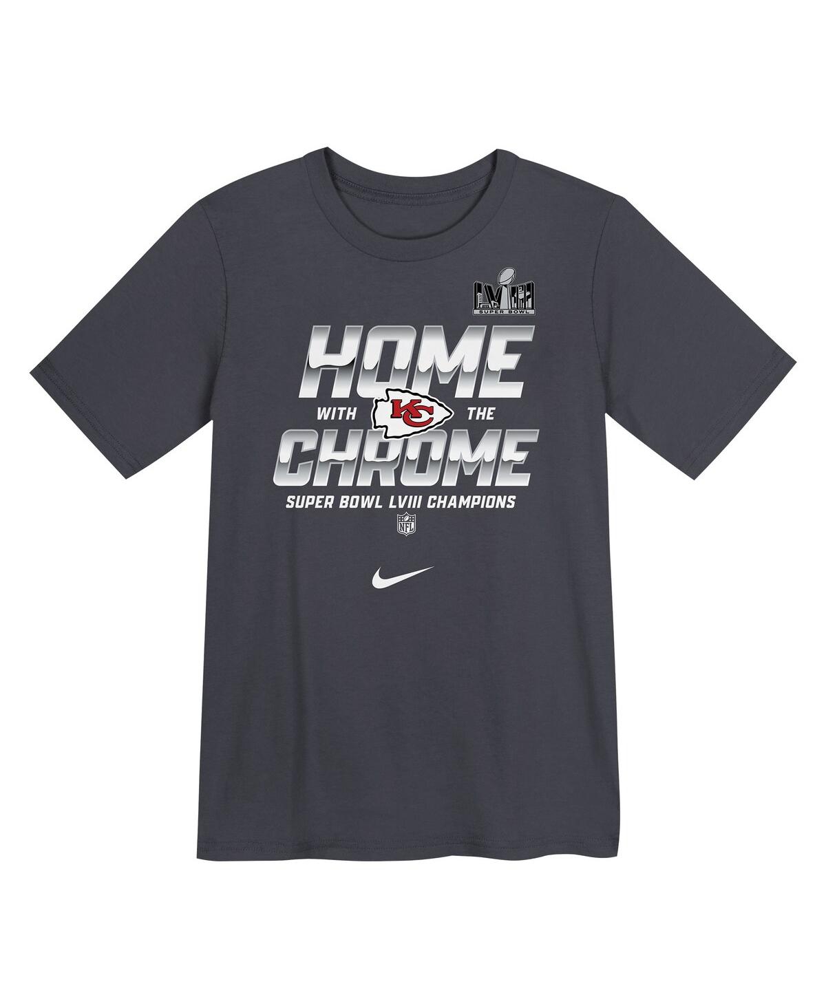 Shop Nike Little Boys And Girls  Anthracite Kansas City Chiefs Super Bowl Lviii Champions Parade T-shirt