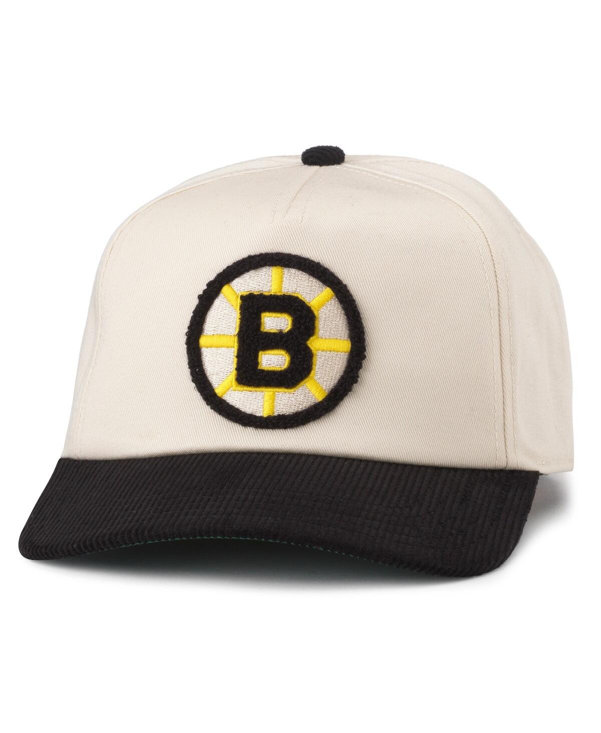 Shop American Needle Men's  Cream, Black Boston Bruins Burnett Adjustable Hat In White,black