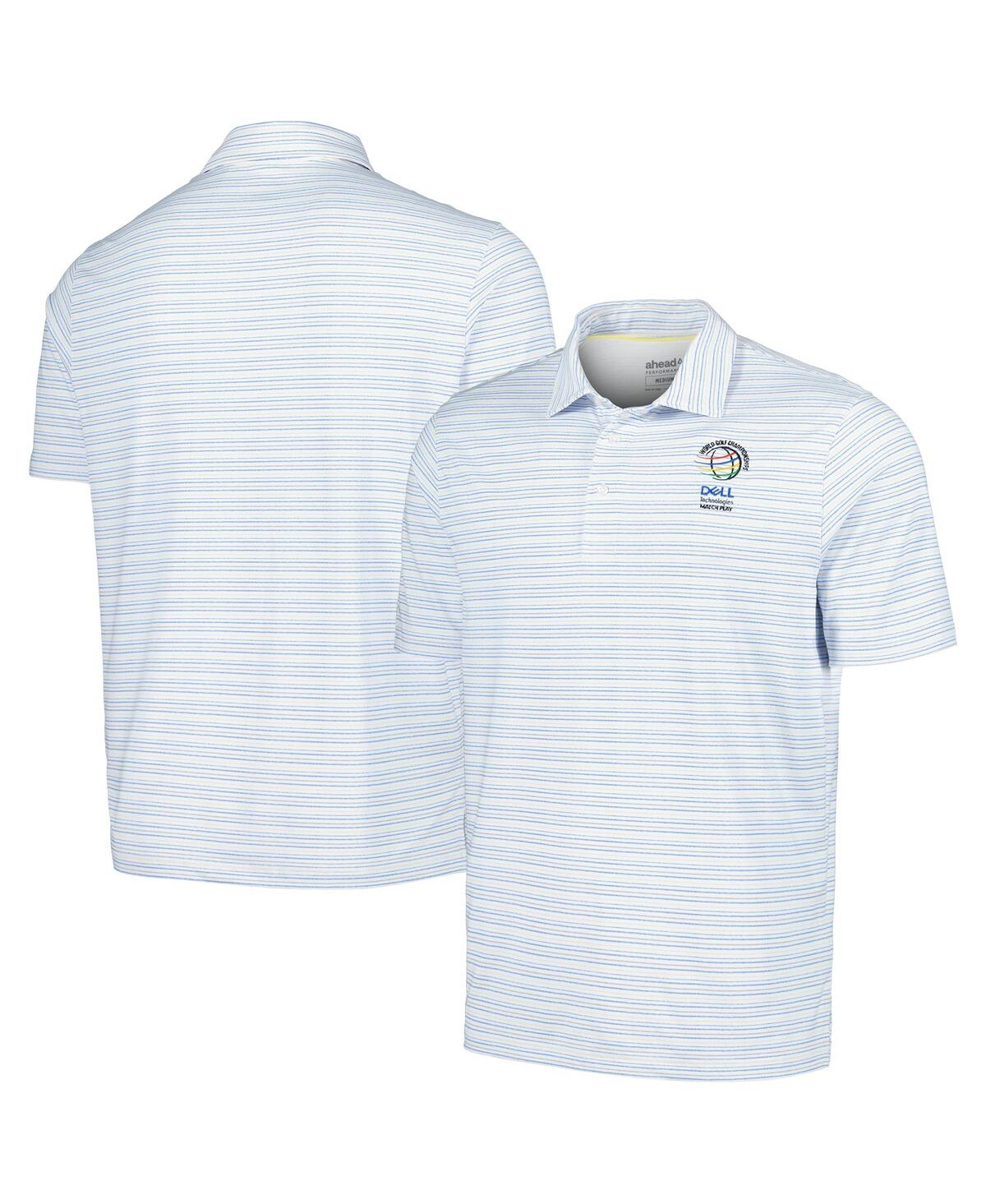 Men's Ahead White Wgc-Dell Technologies Match Play Islander Feed Striped Polo Shirt - White