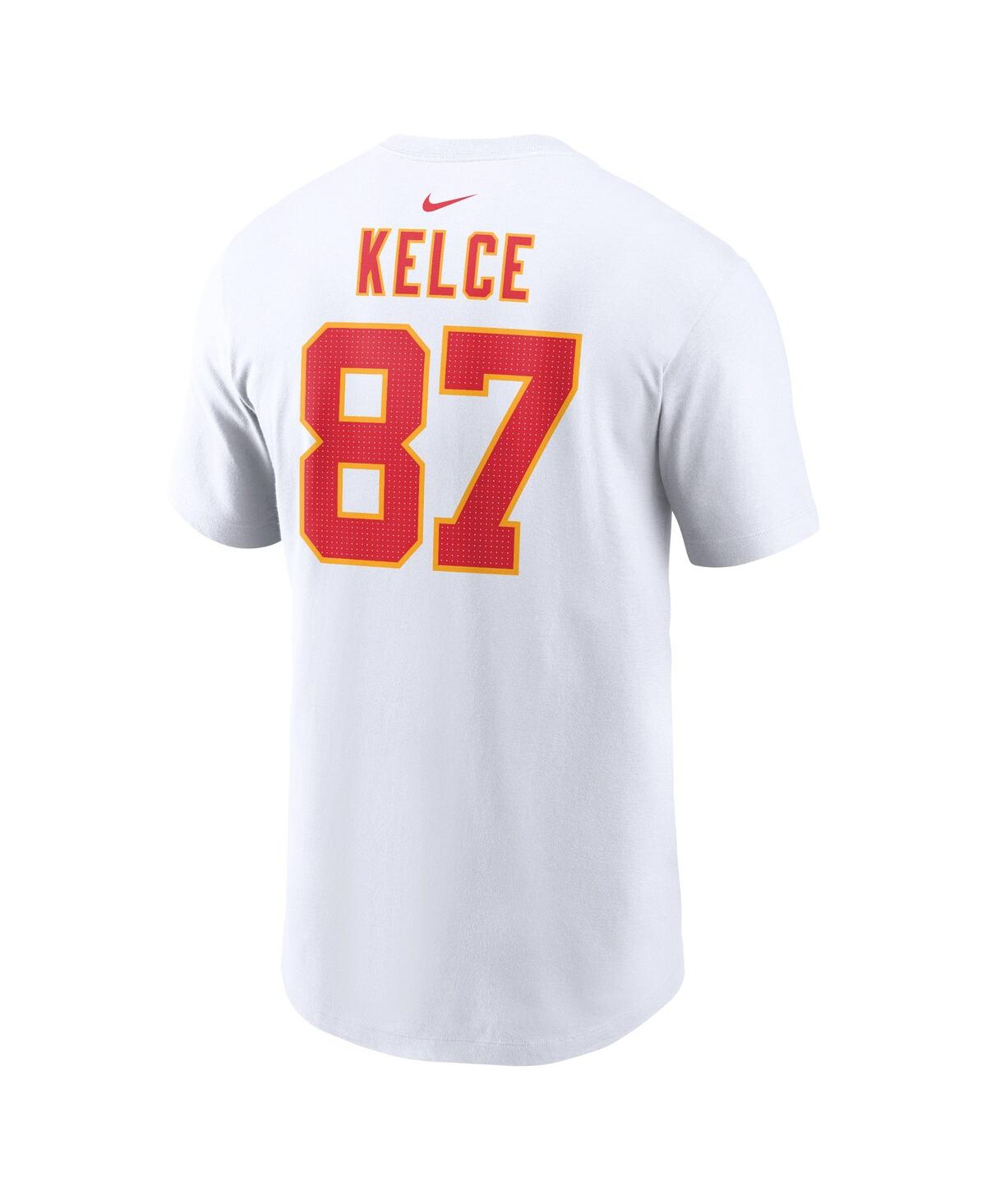 Men's Nike Travis KelceKansas City Chiefs Super Bowl Lviii Patch Player Name and Number T-shirt - White
