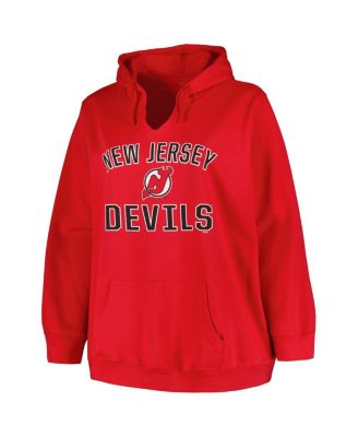 Women's Red New Jersey Devils Plus Size Arch Over Logo Pullover Hoodie
