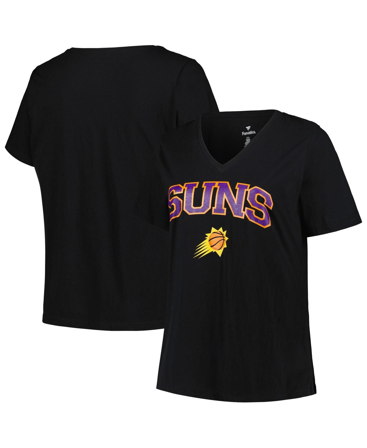 Women's Profile Black Phoenix Suns Plus Size Arch Over Logo V-Neck T-shirt - Black