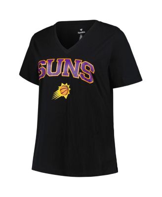 Women's Black Phoenix Suns Plus Size Arch Over Logo V-Neck T-shirt