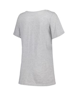 Women's Heather Gray Las Vegas Raiders Plus Size Arch Over Logo T-shirt