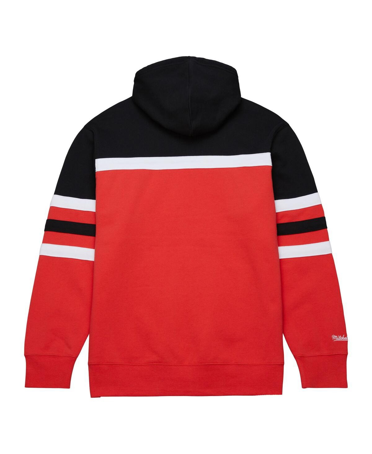 Mitchell & Ness Men's  Red, Black Carolina Hurricanes Head Coach Pullover Hoodie In Red,black
