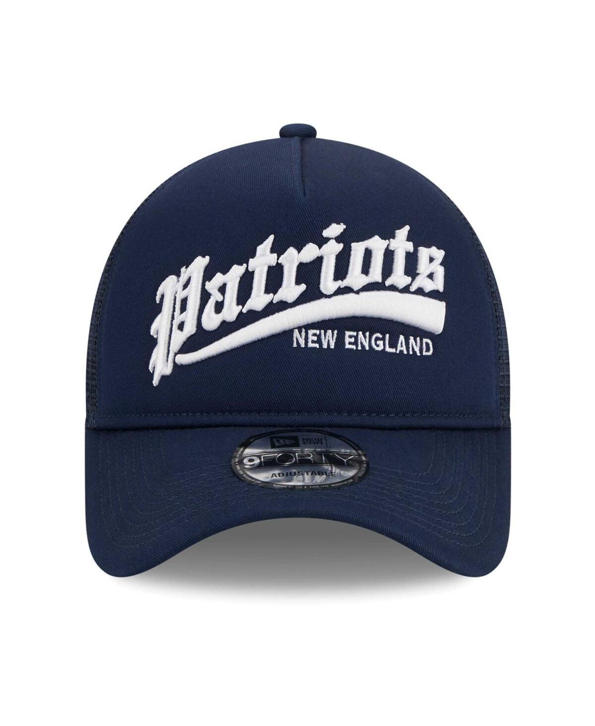 New Era Navy New England Patriots Caliber Trucker 9forty Adjustable Hat In Navy