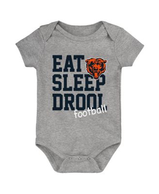Baby Boys and Girls Orange, Navy, Heather Gray Chicago Bears Three-Pack Eat, Sleep and Drool Retro Bodysuit Set