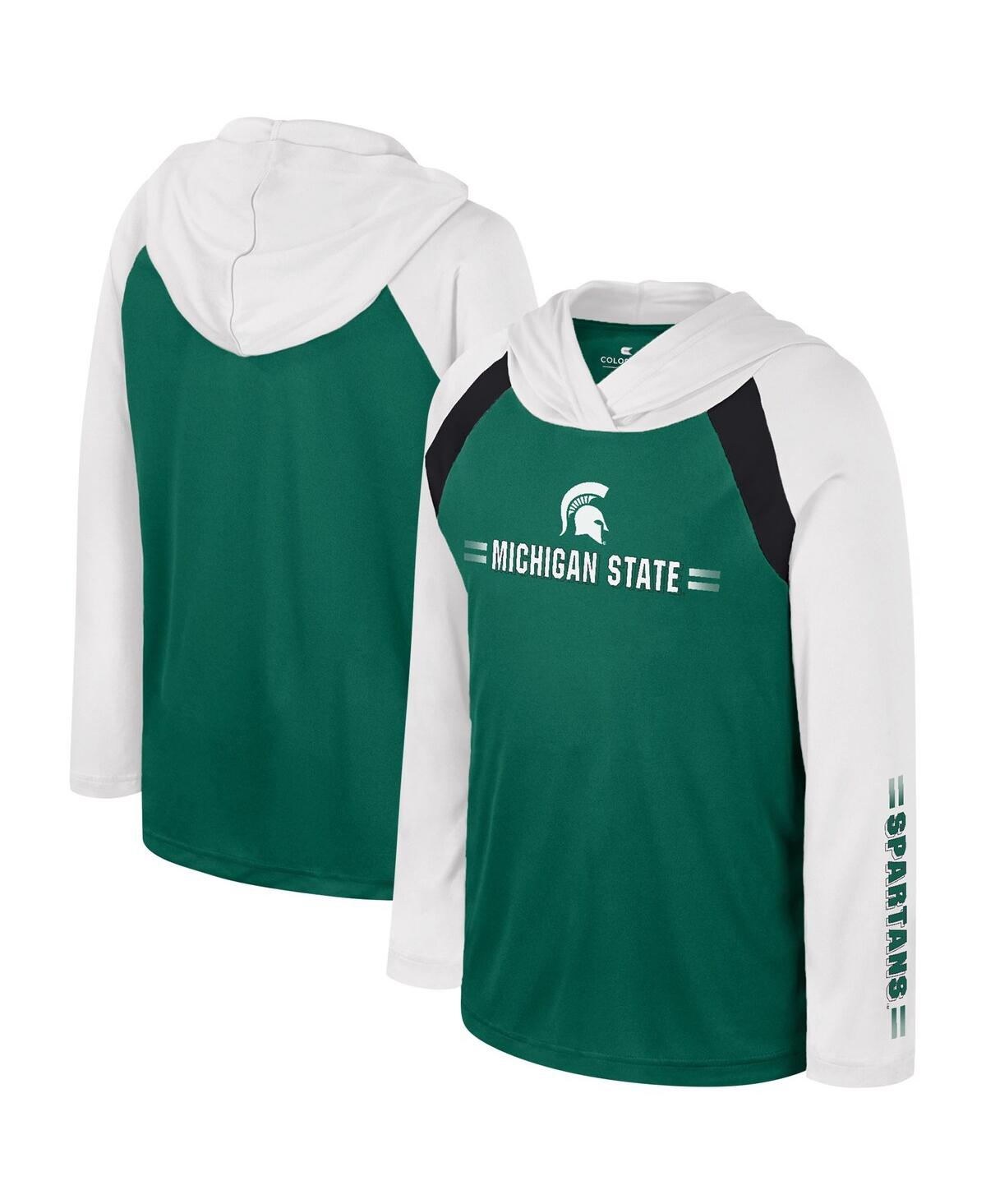 Shop Colosseum Big Boys  Green Michigan State Spartans Eddie Multi-hit Raglan Long Sleeve Hoodie T-shirt