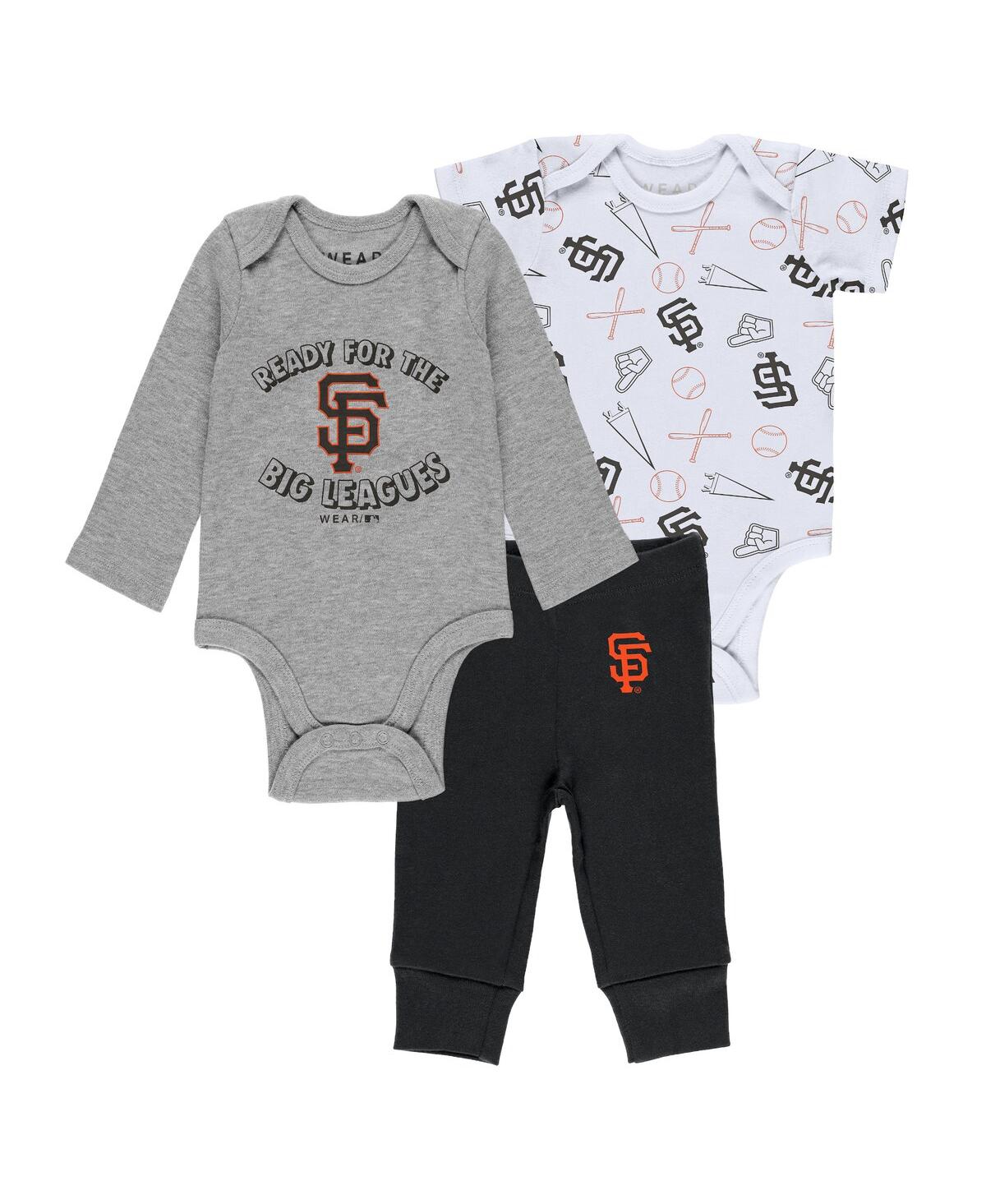 Shop Wear By Erin Andrews Baby Boys And Girls  Gray, White, Black San Francisco Giants Three-piece Turn Me In Gray,white,black