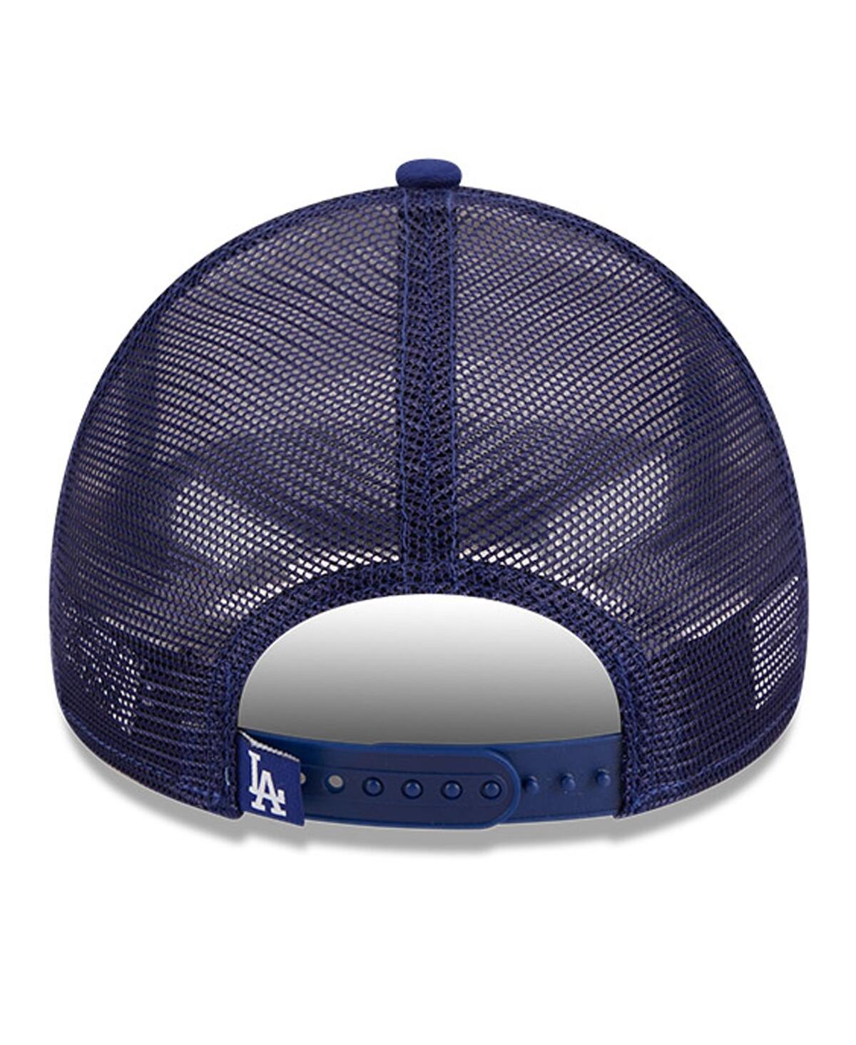 Shop New Era Men's  White, Royal Los Angeles Dodgers Stacked A-frame Trucker 9forty Adjustable Hat In White,royal