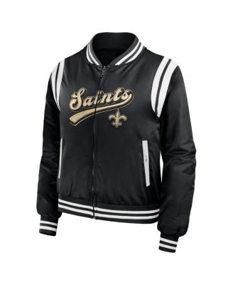 Women's Black New Orleans Saints Bomber Full-Zip Jacket