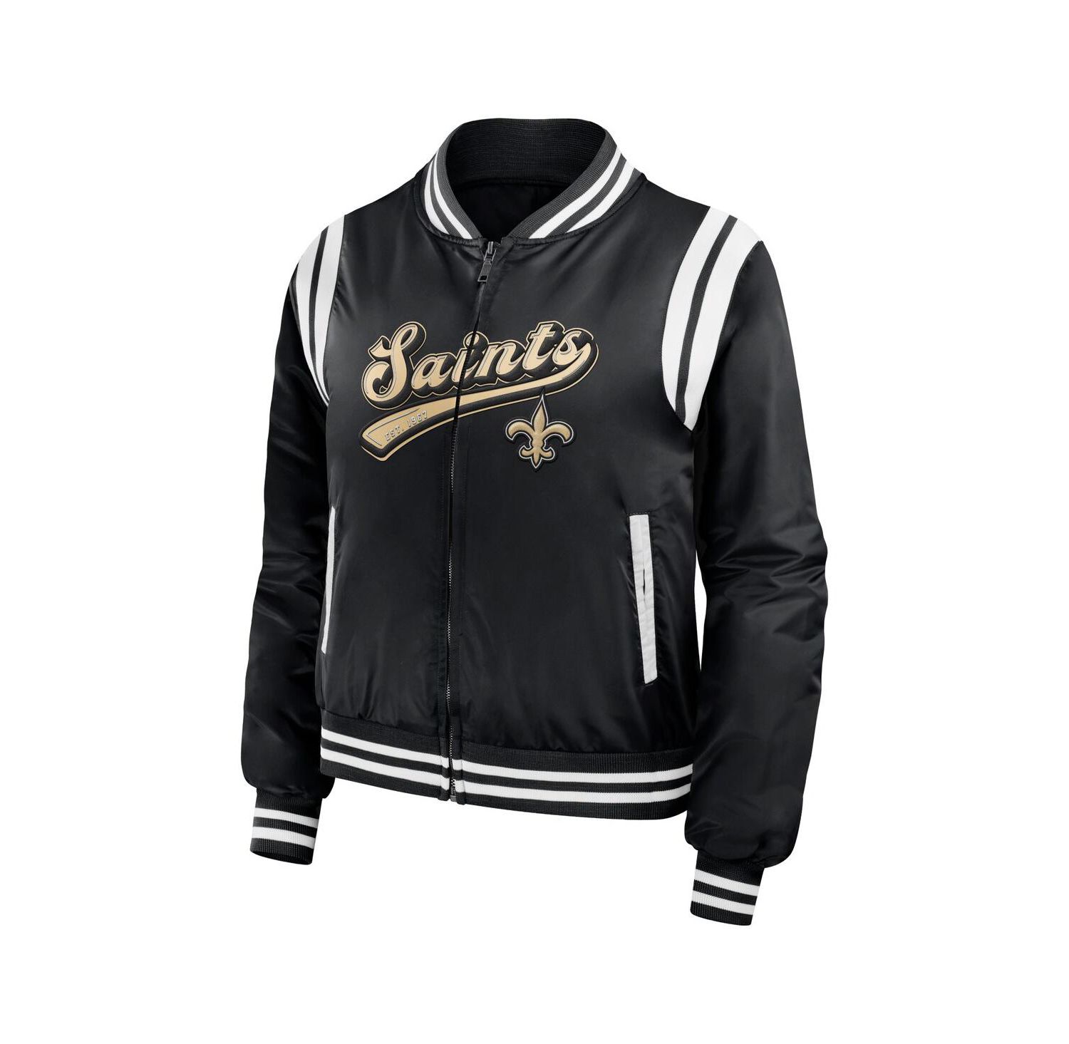 Women's Black New Orleans Saints Bomber Full-Zip Jacket