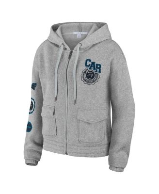 Women's Heather Gray Carolina Panthers Full-Zip Hoodie
