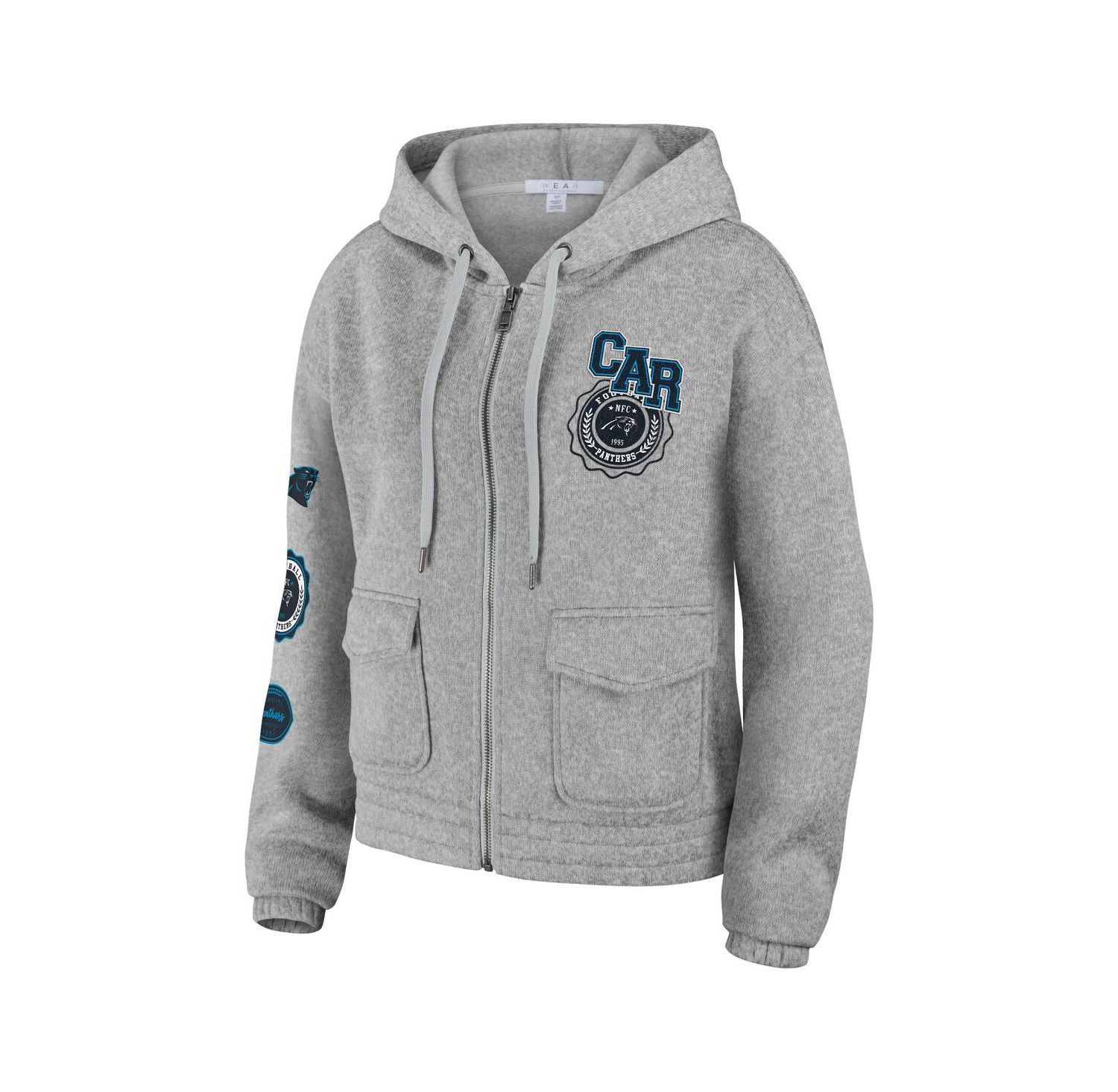 Women's Heather Gray Carolina Panthers Full-Zip Hoodie