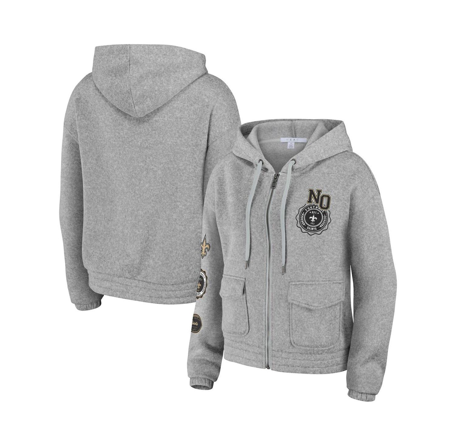 Women's Heather Gray New Orleans Saints Full-Zip Hoodie