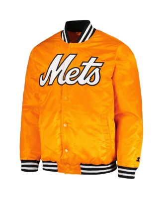 Men's Orange New York Mets Cross Bronx Fashion Satin Full-Snap Varsity Jacket