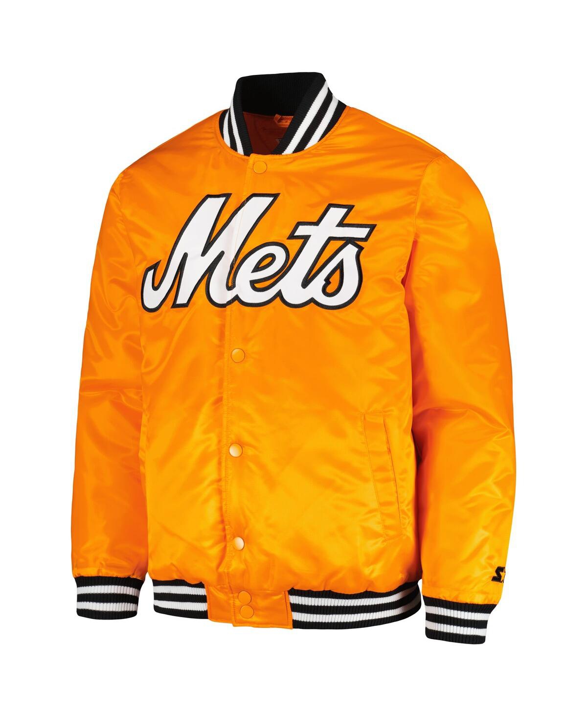 Starter Men's  Orange New York Mets Cross Bronx Fashion Satin Full-snap Varsity Jacket In Orange