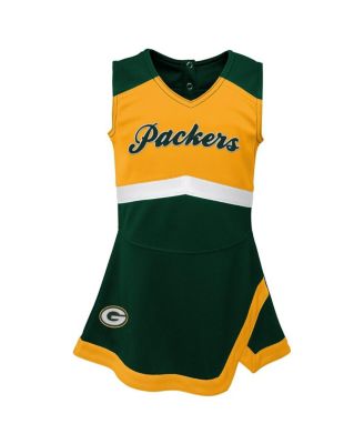 Girls Toddler Green Green Bay Packers Cheer Captain Dress with Bloomers
