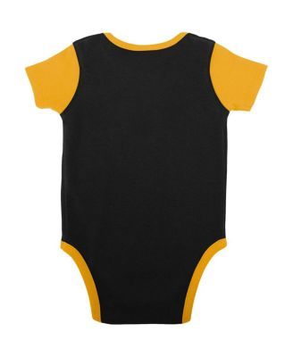 Baby Boys and Girls Black, Gold Pittsburgh Steelers Home Field Advantage Three-Piece Bodysuit, Bib and Booties Set