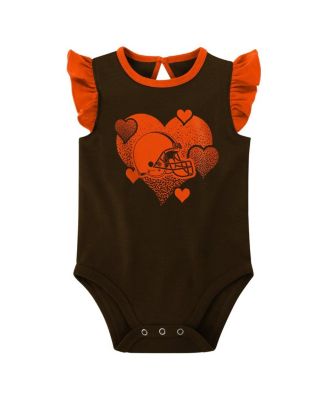 Baby Girls Brown, Orange Cleveland Browns Spread the Love 2-Pack Bodysuit Set