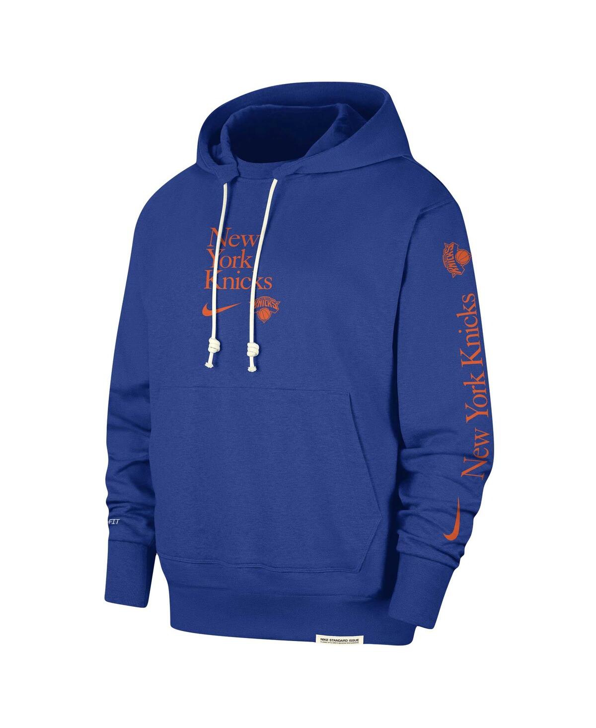 Shop Nike Men's  Blue New York Knicks Authentic Performance Pullover Hoodie