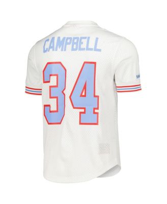 Men's Earl Campbell White Houston Oilers Gridiron Classics Retired Player Name and Number Mesh Top