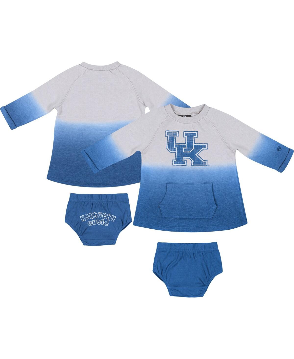Colosseum Baby Boys And Girls  Gray, Royal Distressed Kentucky Wildcats Hand In Hand Ombre Dress And In Gray,royal