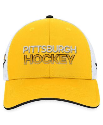Men's Gold Pittsburgh Penguins Authentic Pro Rink Trucker Adjustable Hat