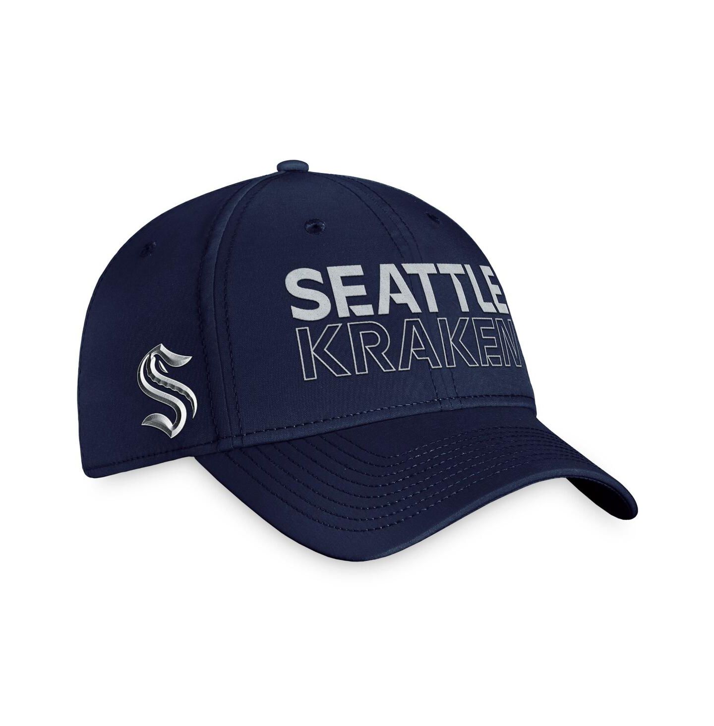 Мужская кепка Fanatics Deep Sea Blue Seattle Kraken Authentic Pro Road Flex Hat — фото 1
