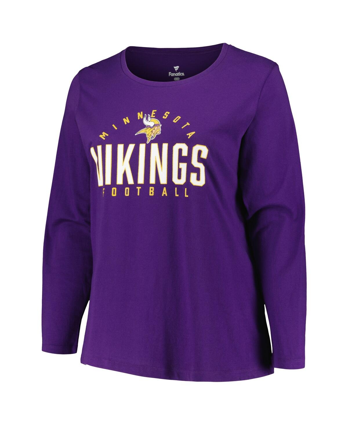 Shop Fanatics Women's  Purple Minnesota Vikings Plus Size Foiled Play Long Sleeve T-shirt