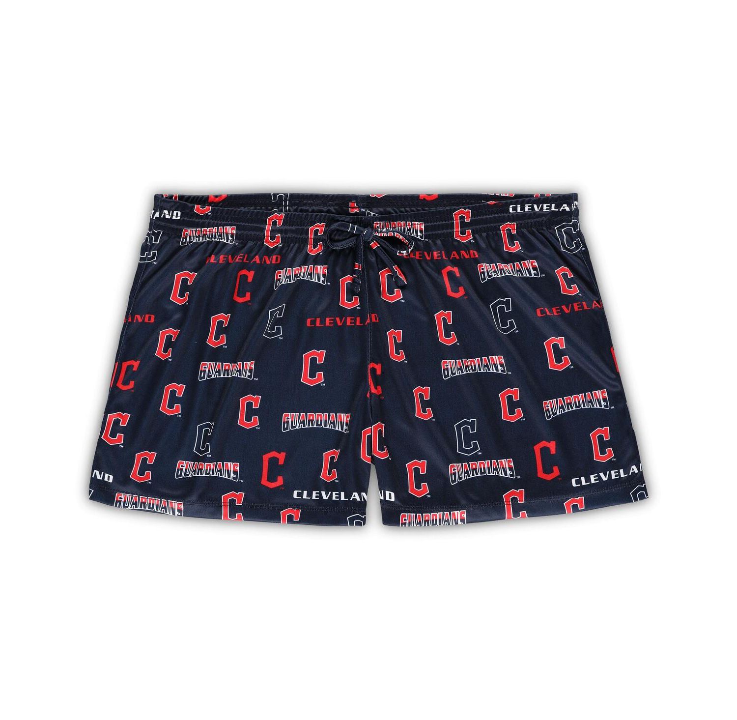 Women's White, Navy Cleveland Guardians Plus Size Tank Top and Shorts Sleep Set