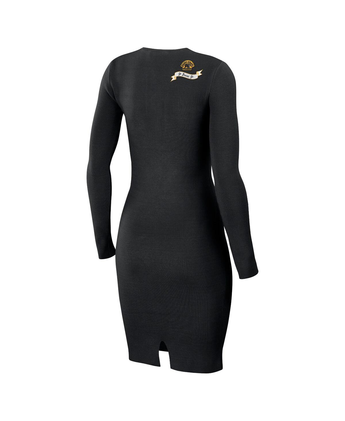 Shop Wear By Erin Andrews Women's  Black Boston Bruins Lace-up Dress