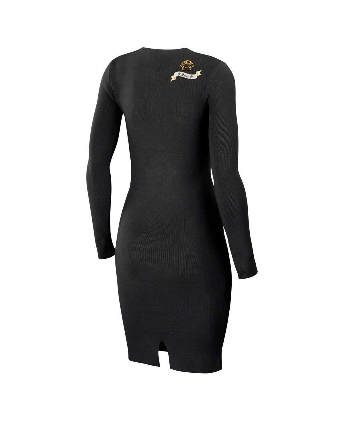 Wear By Erin Andrews Black Boston Bruins Lace-up Dress In Black