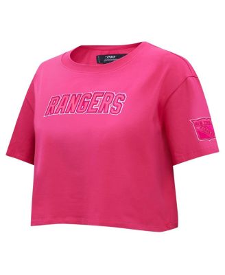 Women's New York Rangers Triple Pink Cropped Boxy T-shirt