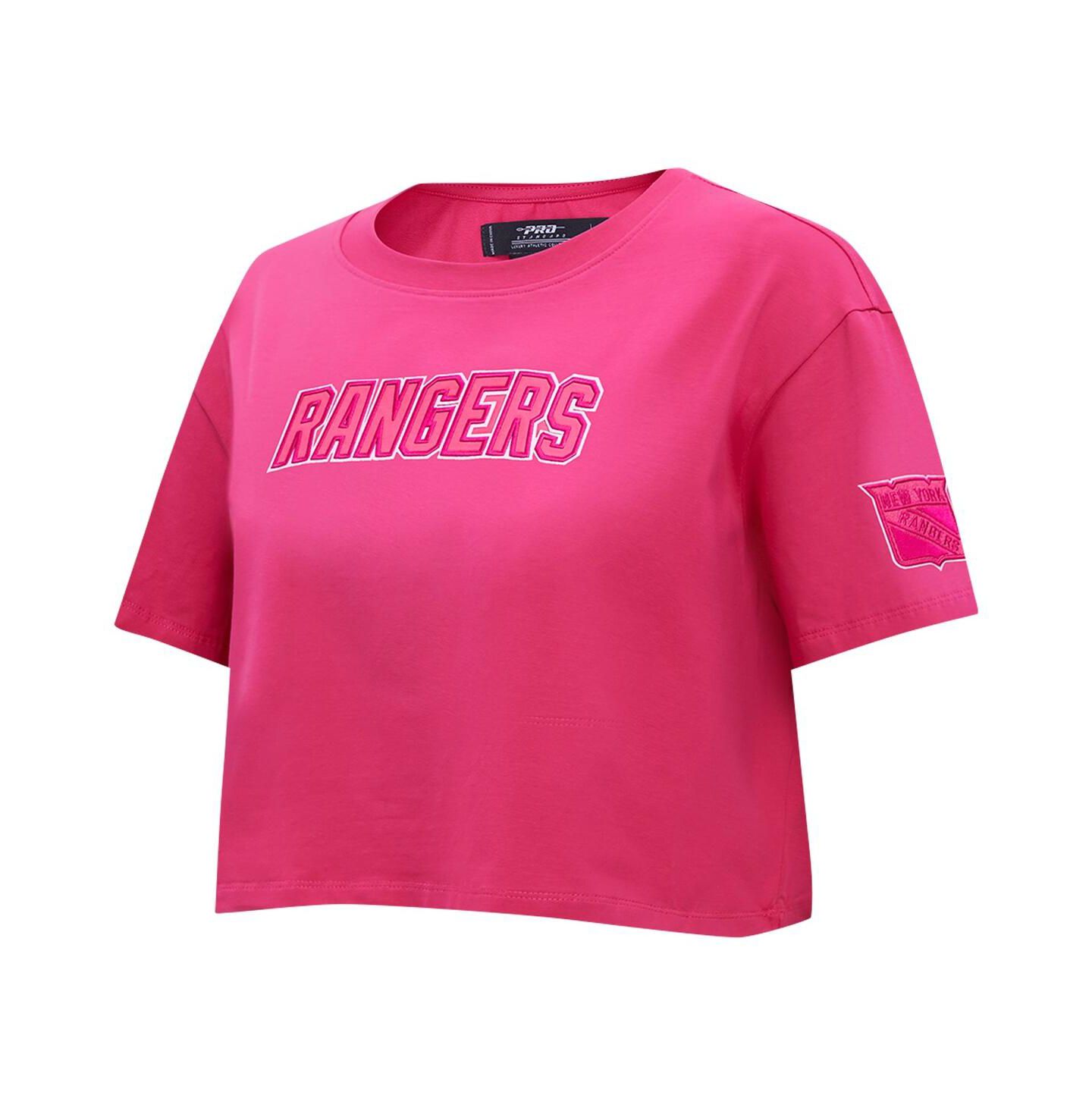 Женская футболка Pro Standard New York Rangers Triple Pink Cropped Boxy — фото 3