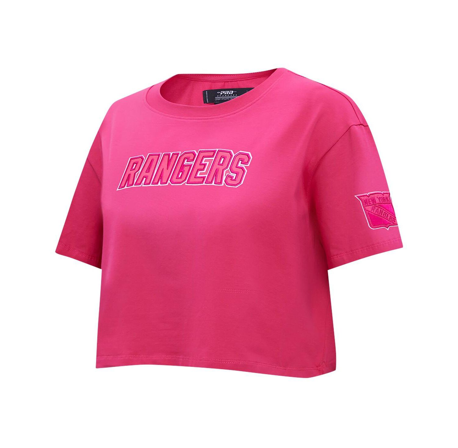 Women's New York Rangers Triple Pink Cropped Boxy T-shirt