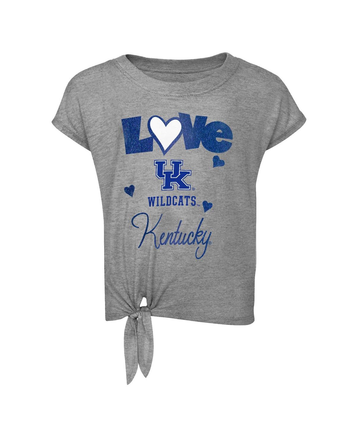 Shop Outerstuff Baby Boys And Girls Heather Gray, Royal Kentucky Wildcats Forever Love T-shirt And Leggings Set In Heather Gray,royal