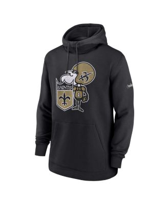 Men's Black Distressed New Orleans Saints Classic Pullover Hoodie