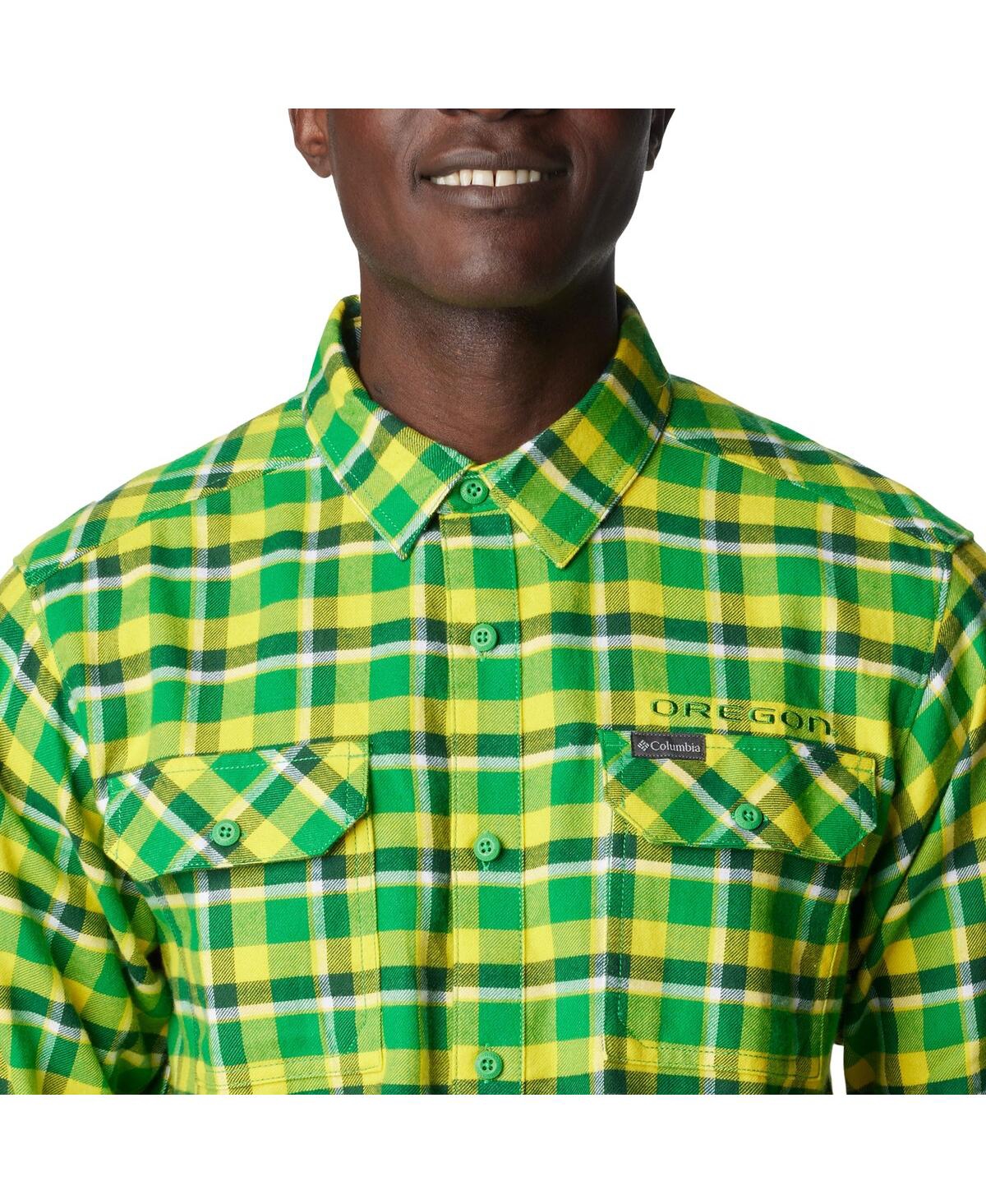 Shop Columbia Men's  Green Oregon Ducks Flare Gun Flannel Long Sleeve Shirt